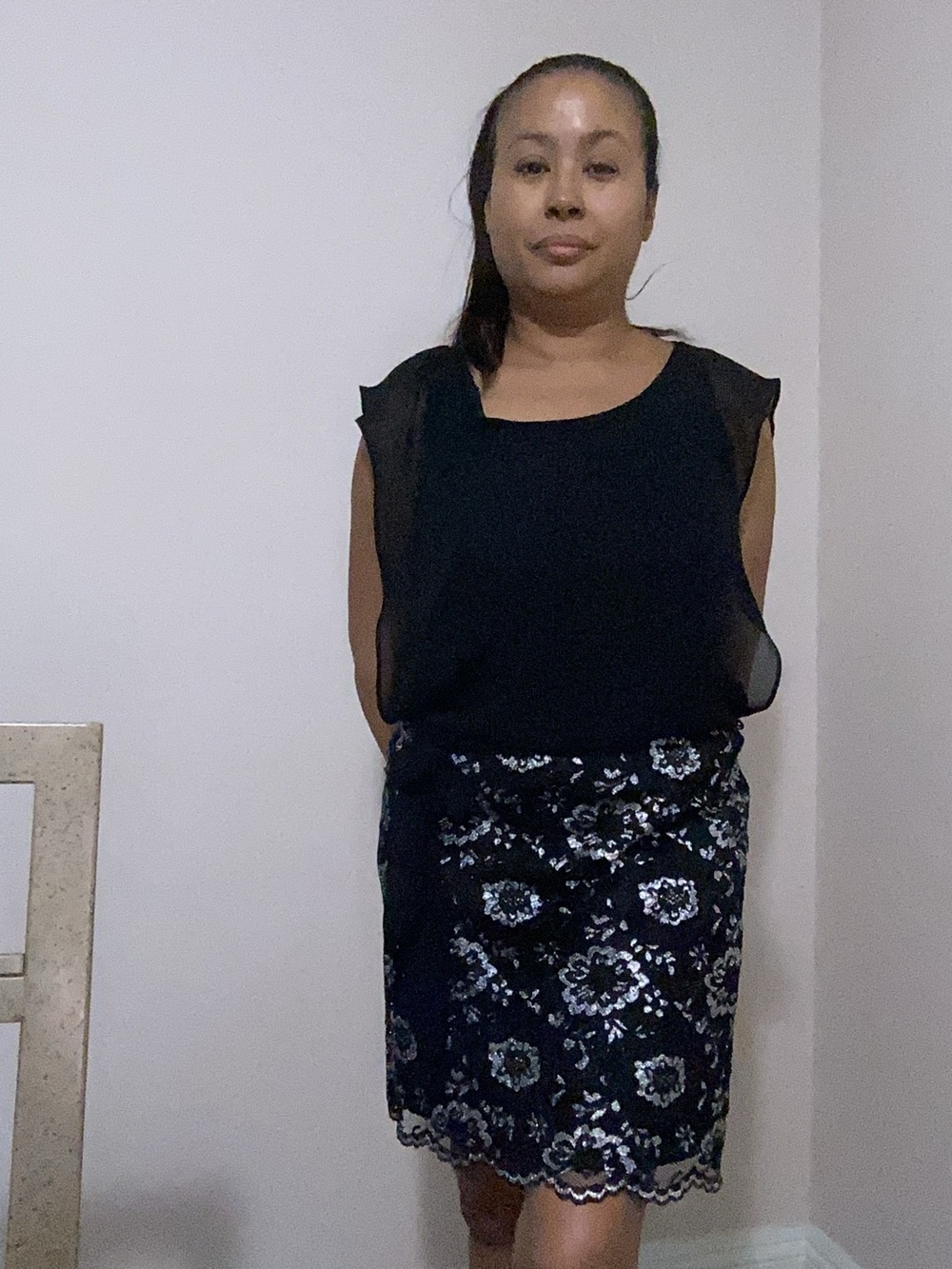 Candie's Black Floral Lace Pencil Skirt